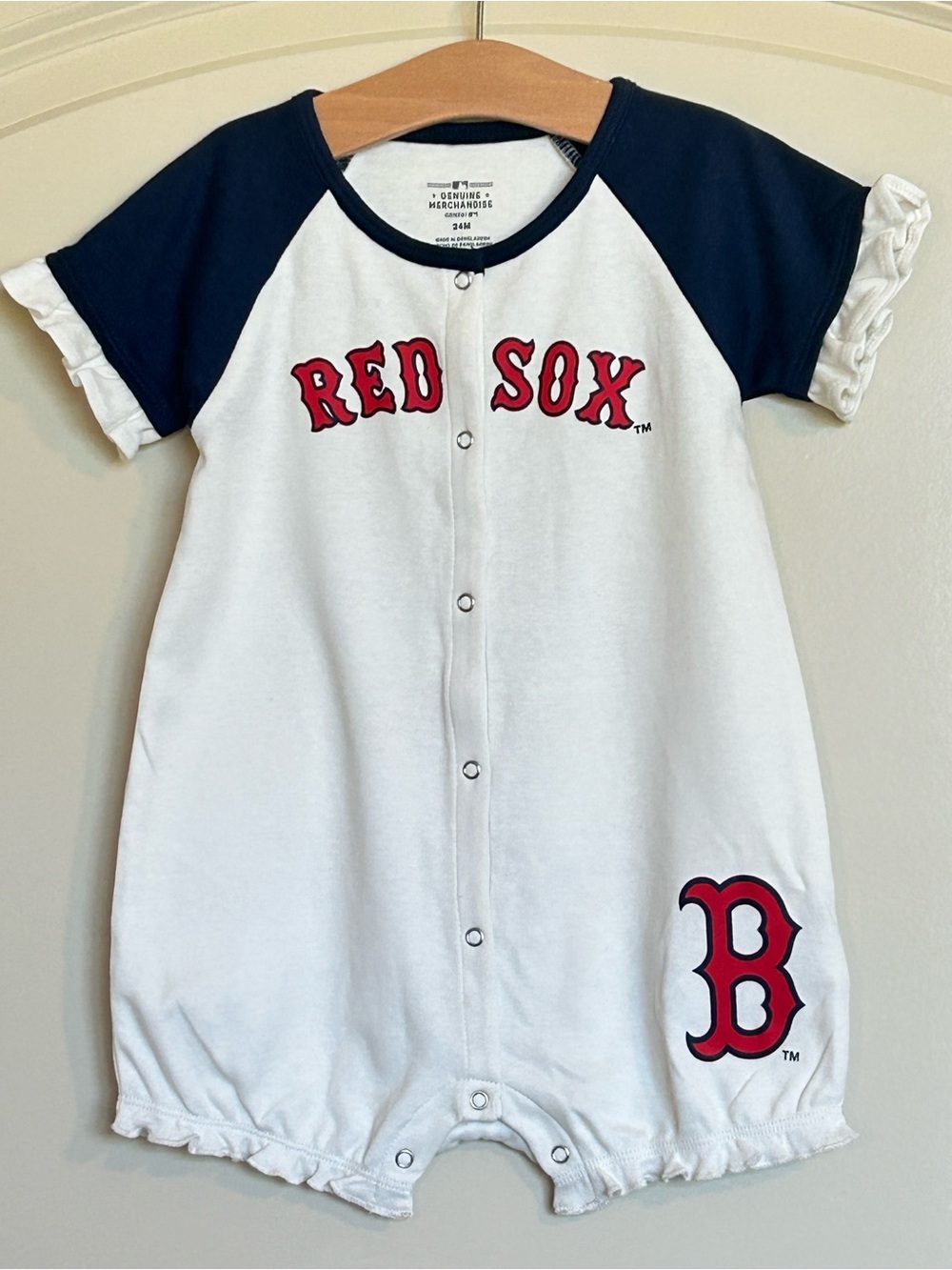 24M Boston Red Sox Baby Raglan Romper